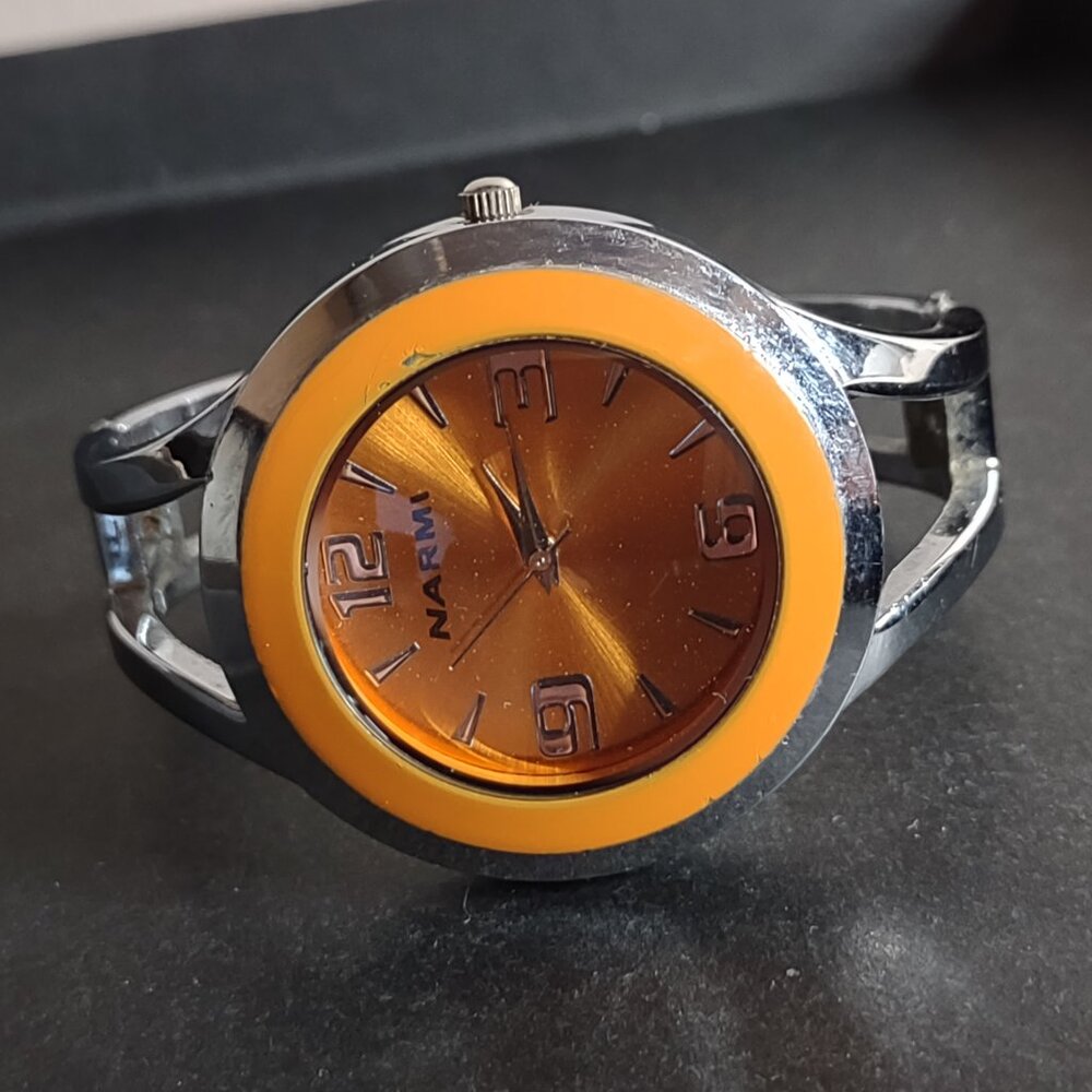 Untested 6 Inch Orange Narmi Cuff Watch
